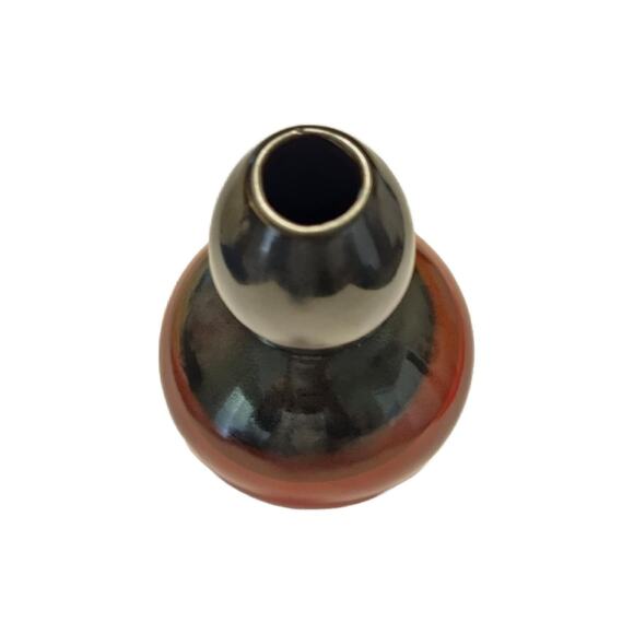 Modernist Red and Black Vase, German Pottery Vase, 10" Tall - Picture 2 of 10